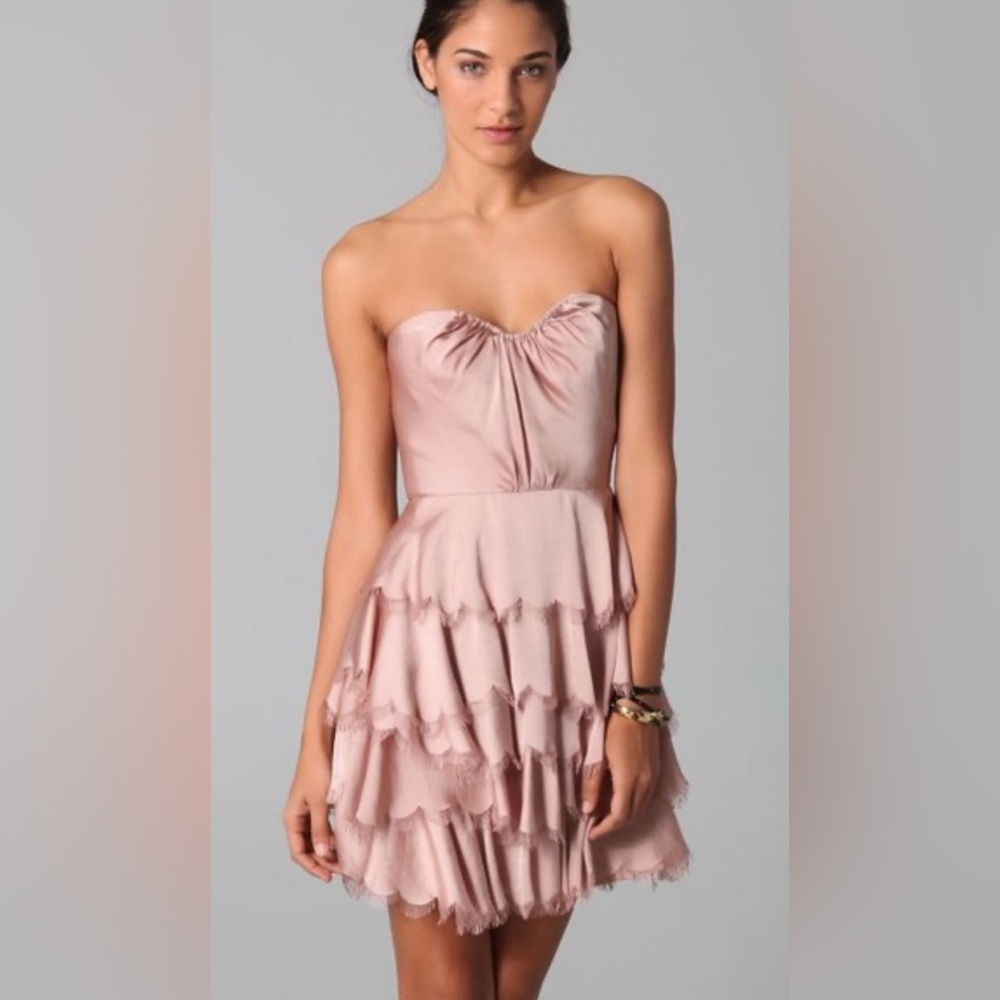 REBECCA TAYLOR Eyelash Bustier Dress - Dark Nude (Sz 8)